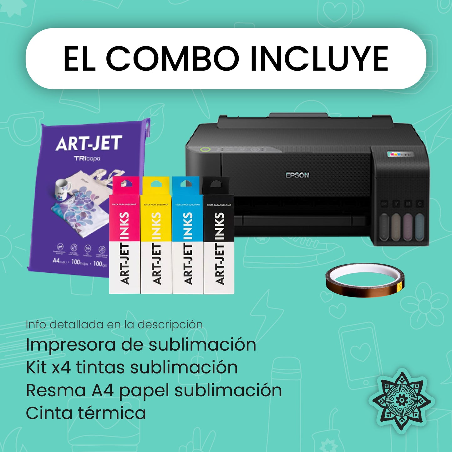 Combo sublimación impresora Epson papel estampadora 5 en 1 tinta